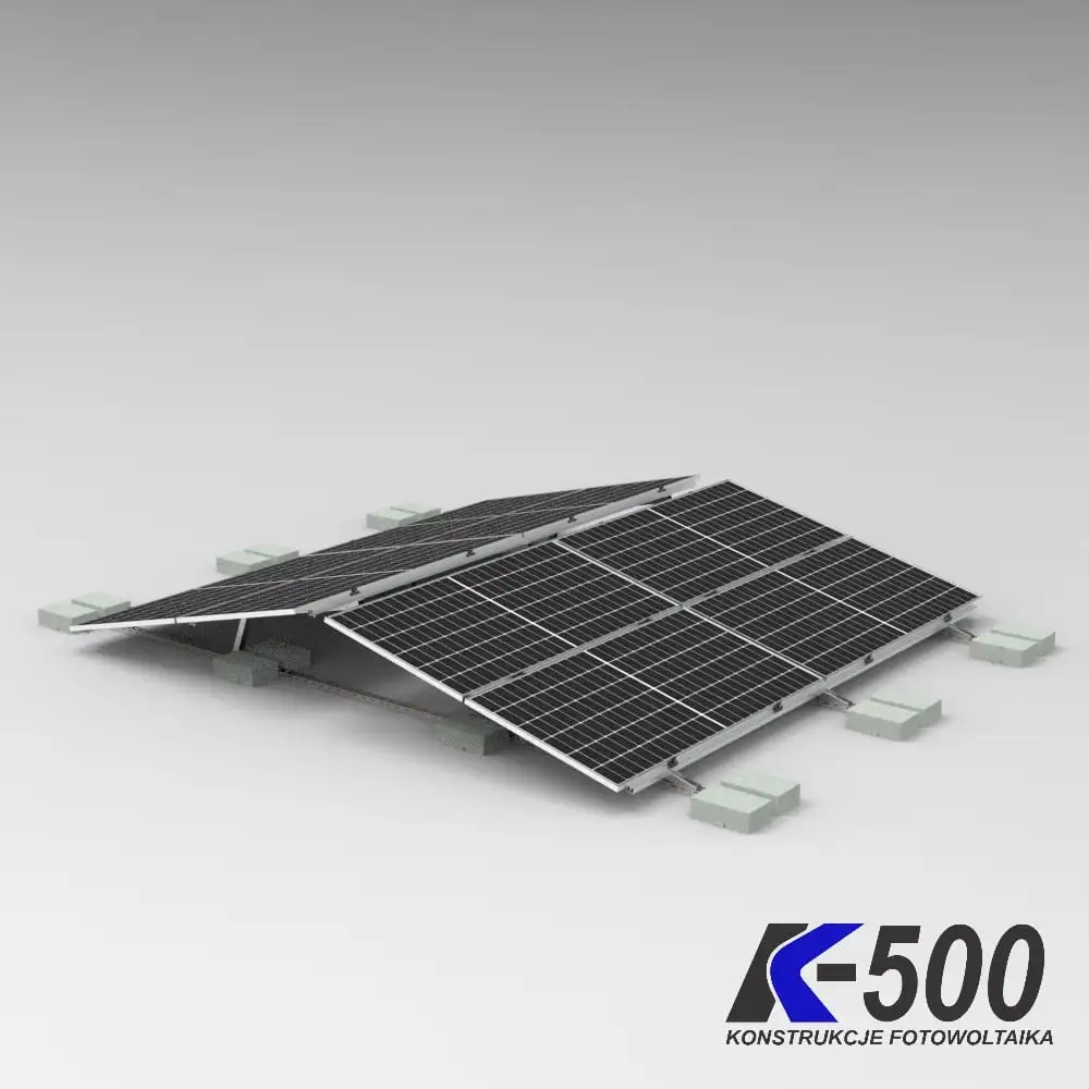 Konstrukcja na dach płaski K8000 wsch-zach / Zestaw fotowoltaiczny 100kW