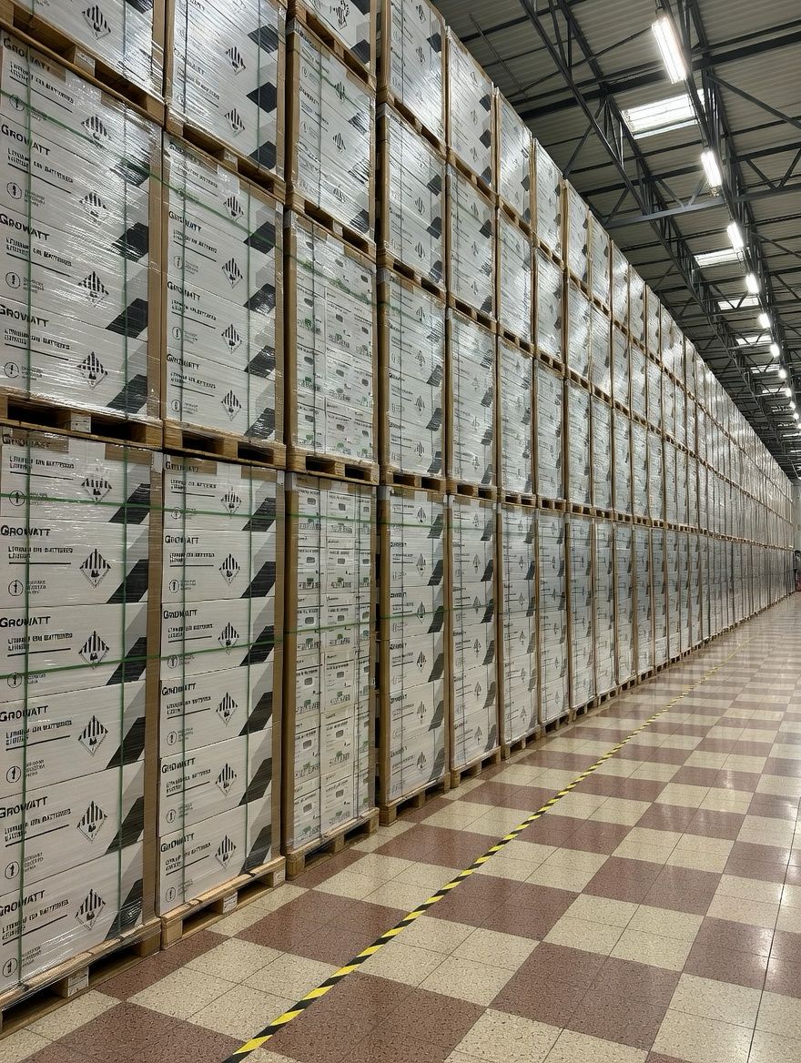 Hala magazynowa PVGroup.pl z magazynami energii i panelami fotowoltaicznymi