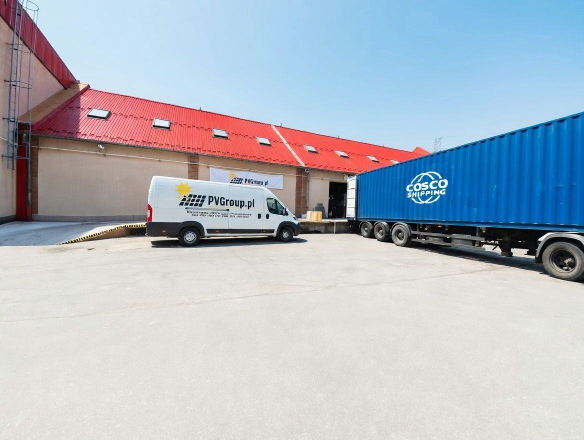Magazyn kontenerowy PVGroup.pl — dystrybutor paneli fotowoltaicznych w Europie