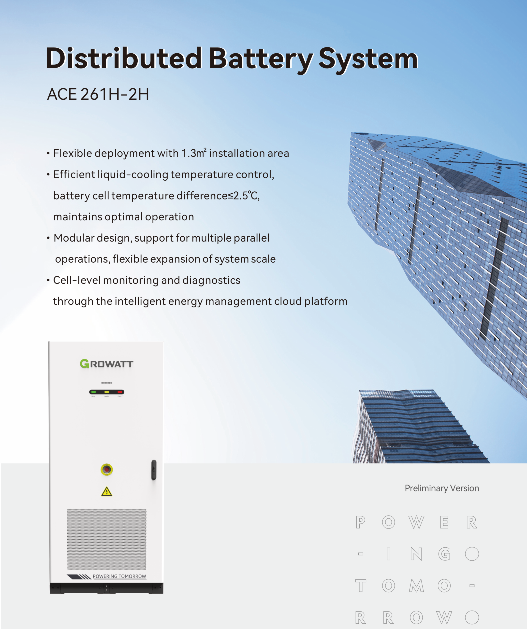 System bateryjny ACE 261H-2H z chłodzeniem cieczą — okładka karty katalogowej